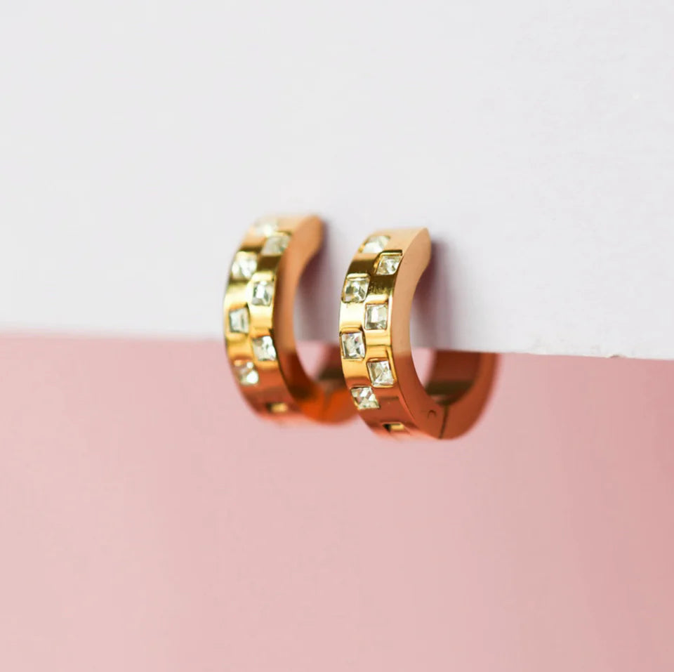 Pierced Co. Diamond Checkered Huggies