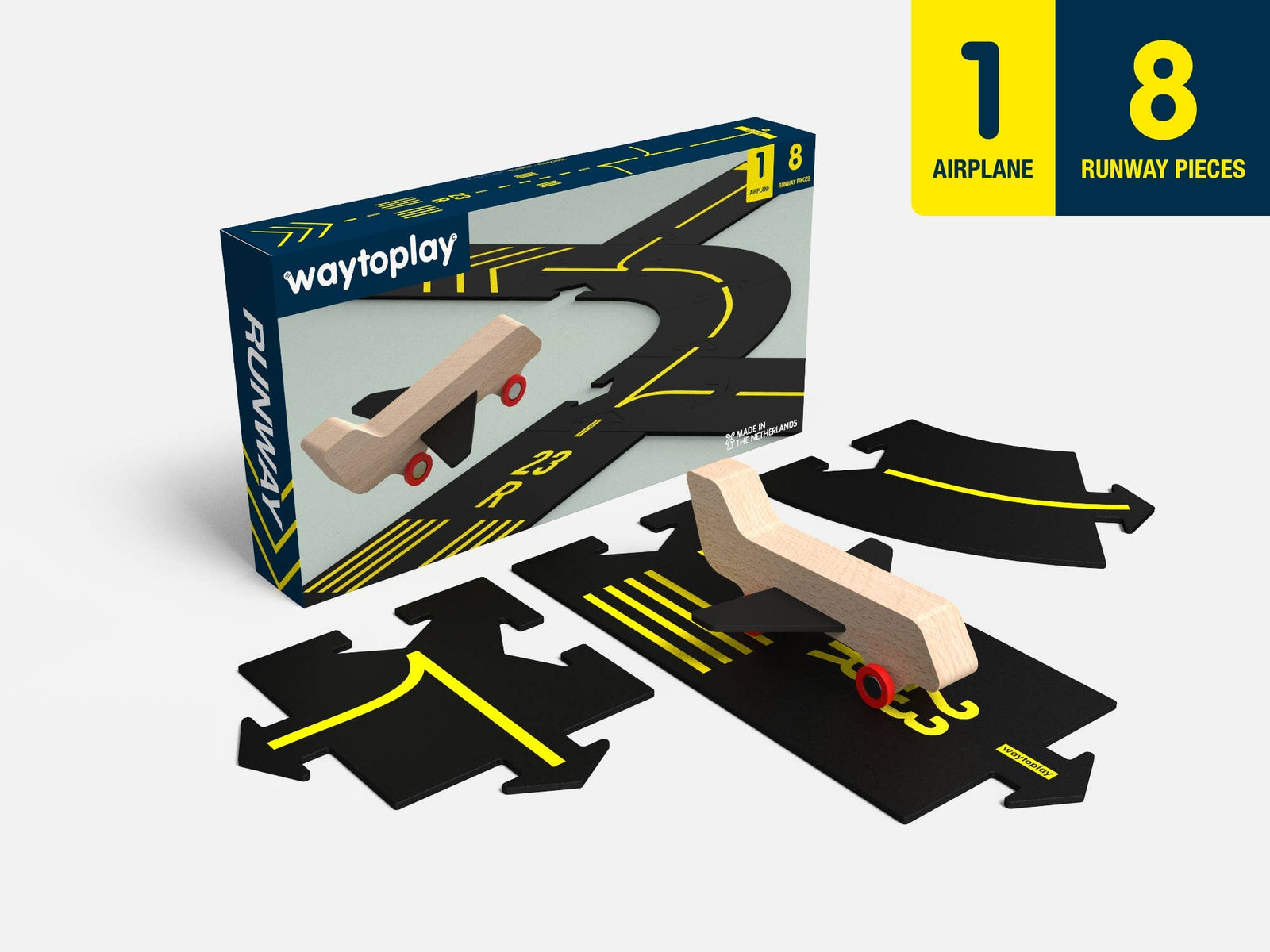 Waytoplay Toys Runway | Airport Set with Wooden Aeroplane