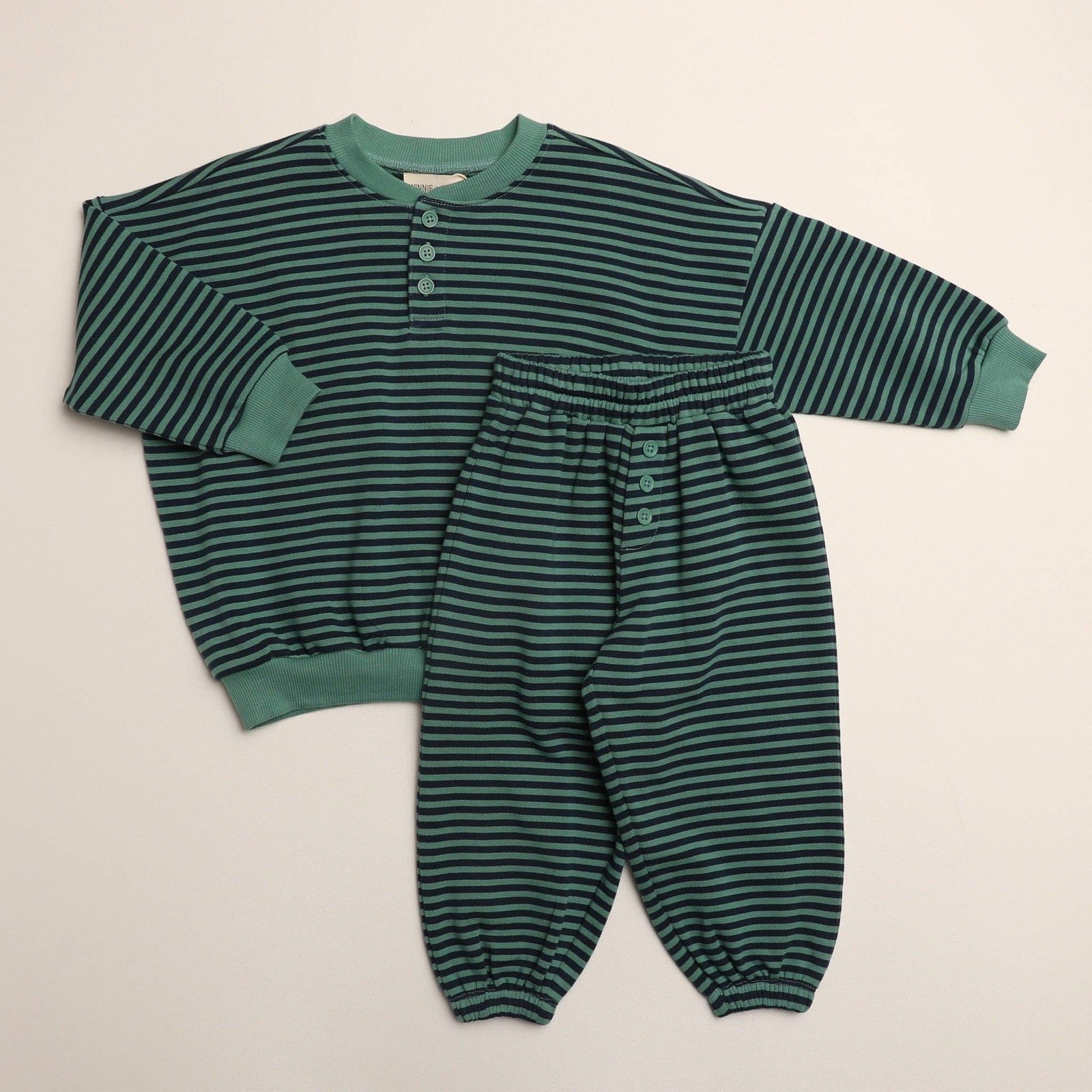 Winnie + Crew Bailey Set | Green Blue Stripe