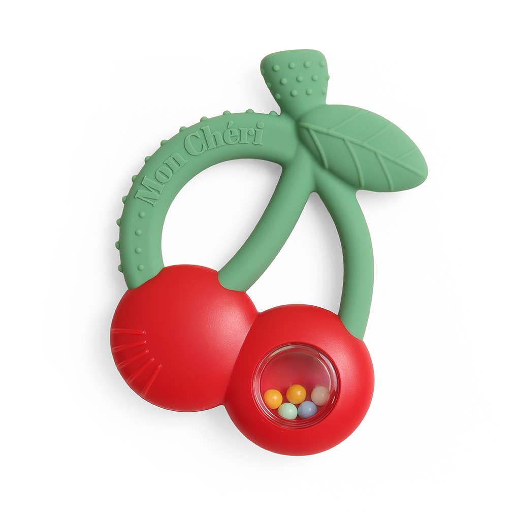 Itzy Ritzy  Bitzy Shake Silicone Teether with Rattle | Cherry