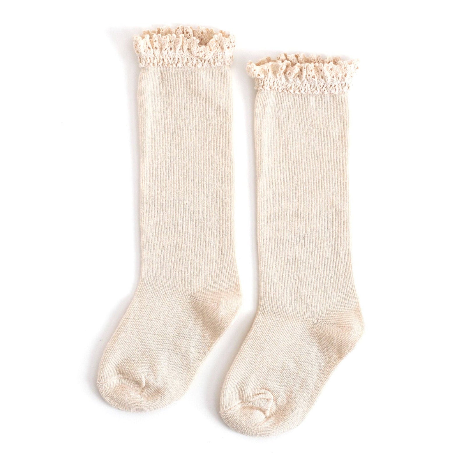 Little Stocking Co. Lace Top Knee High Socks | Vanilla