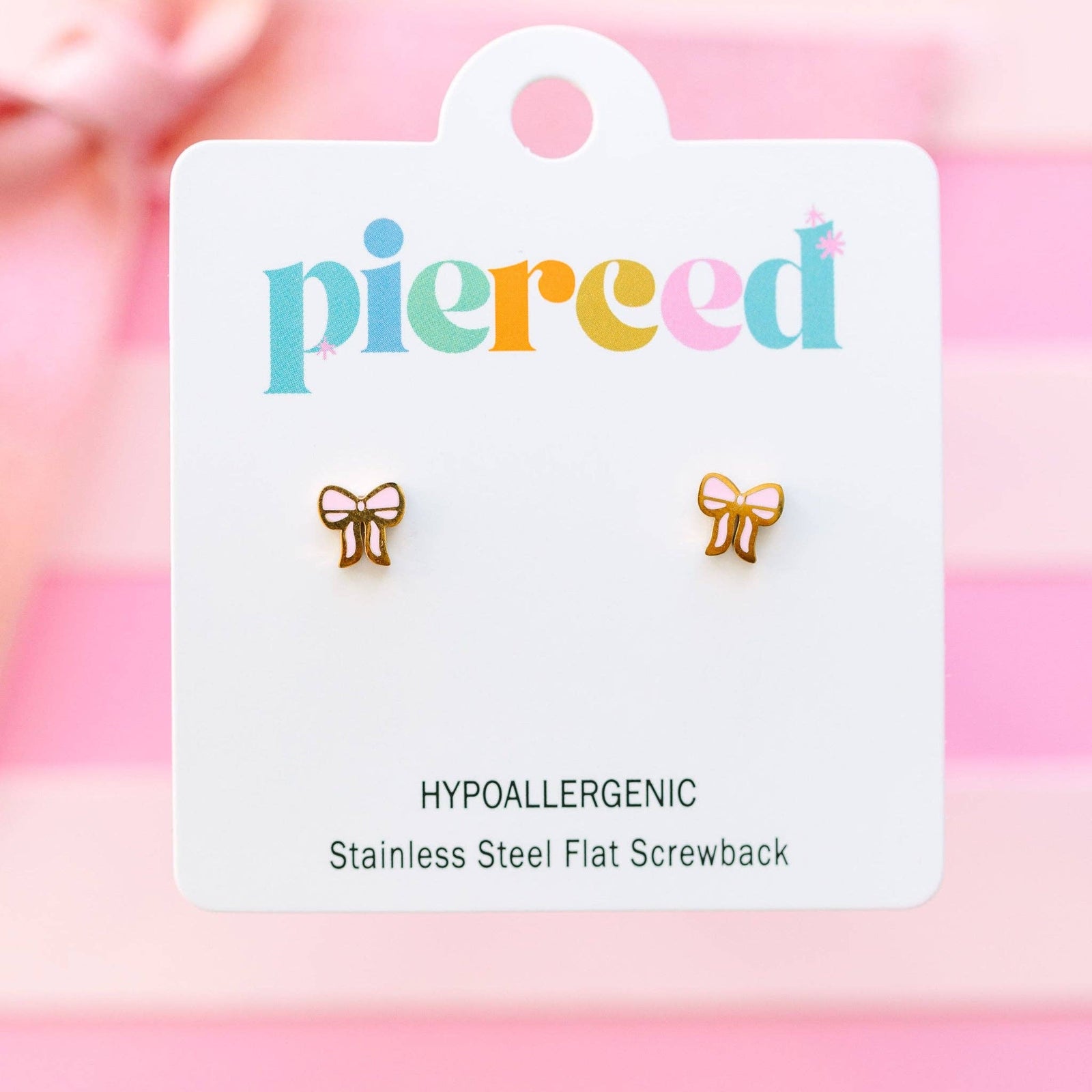 Pierced Co. Pink Bow Earrings