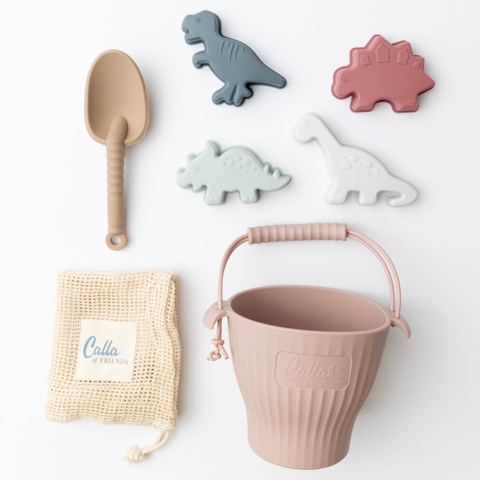 Dino Silicone Beach Toy Set | Pink Bucket