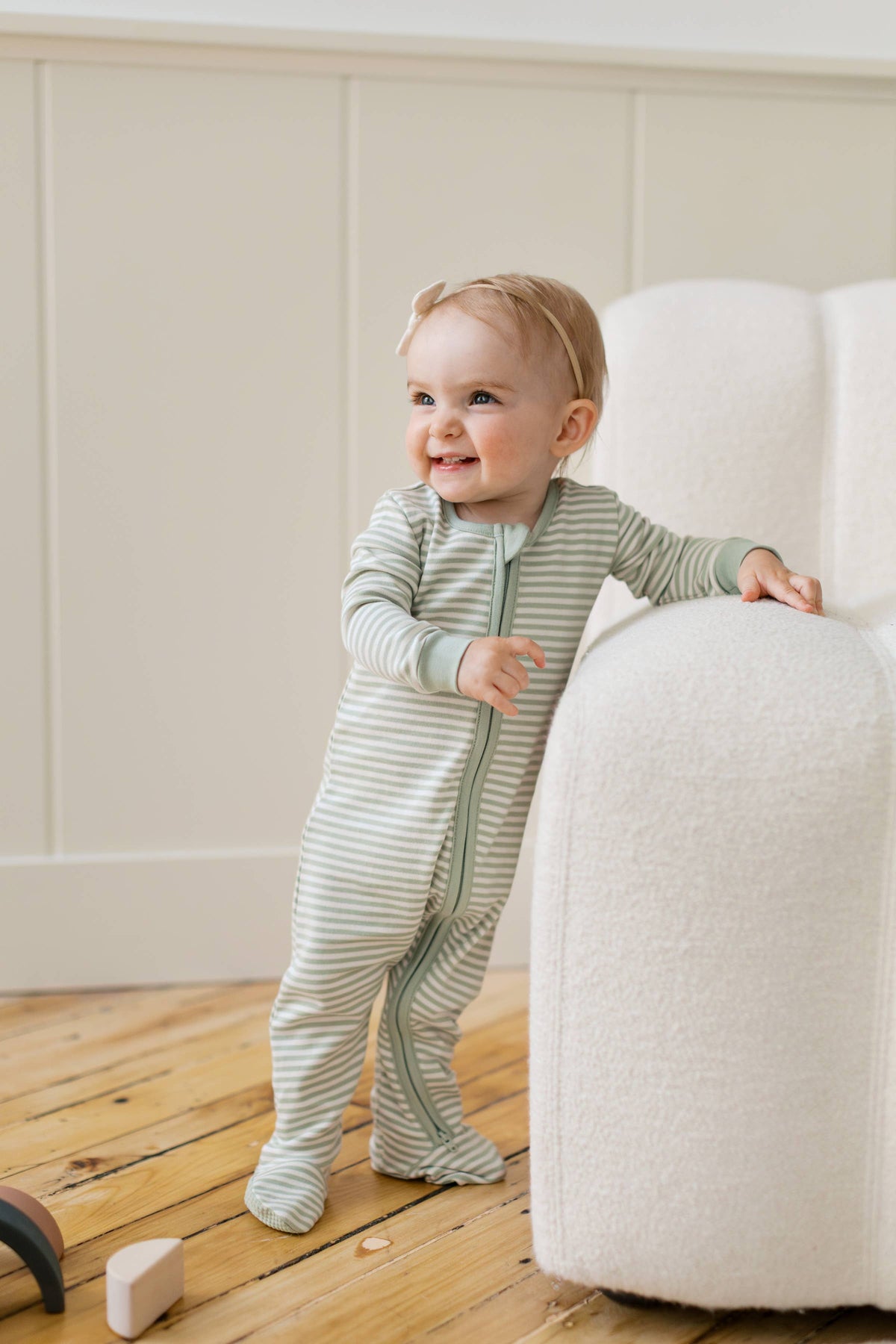 Colored Organics Peyton Zipper Sleeper | Mint Stripe