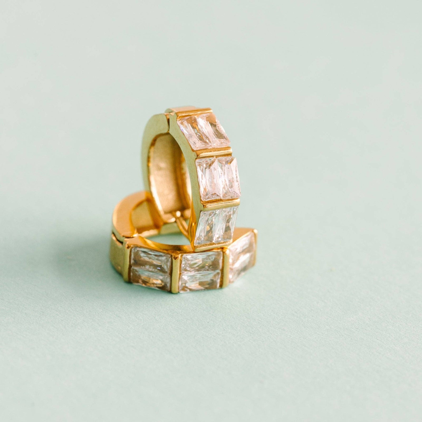 Pierced Co Triple Baguette Huggies