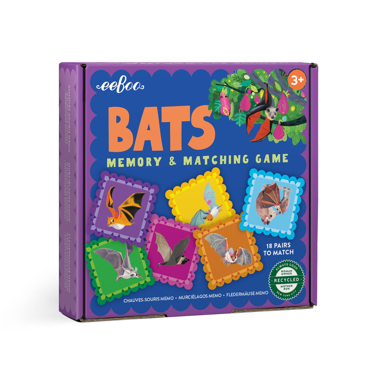 eeBoo - Bat Little Square Memory &amp; Matching Game