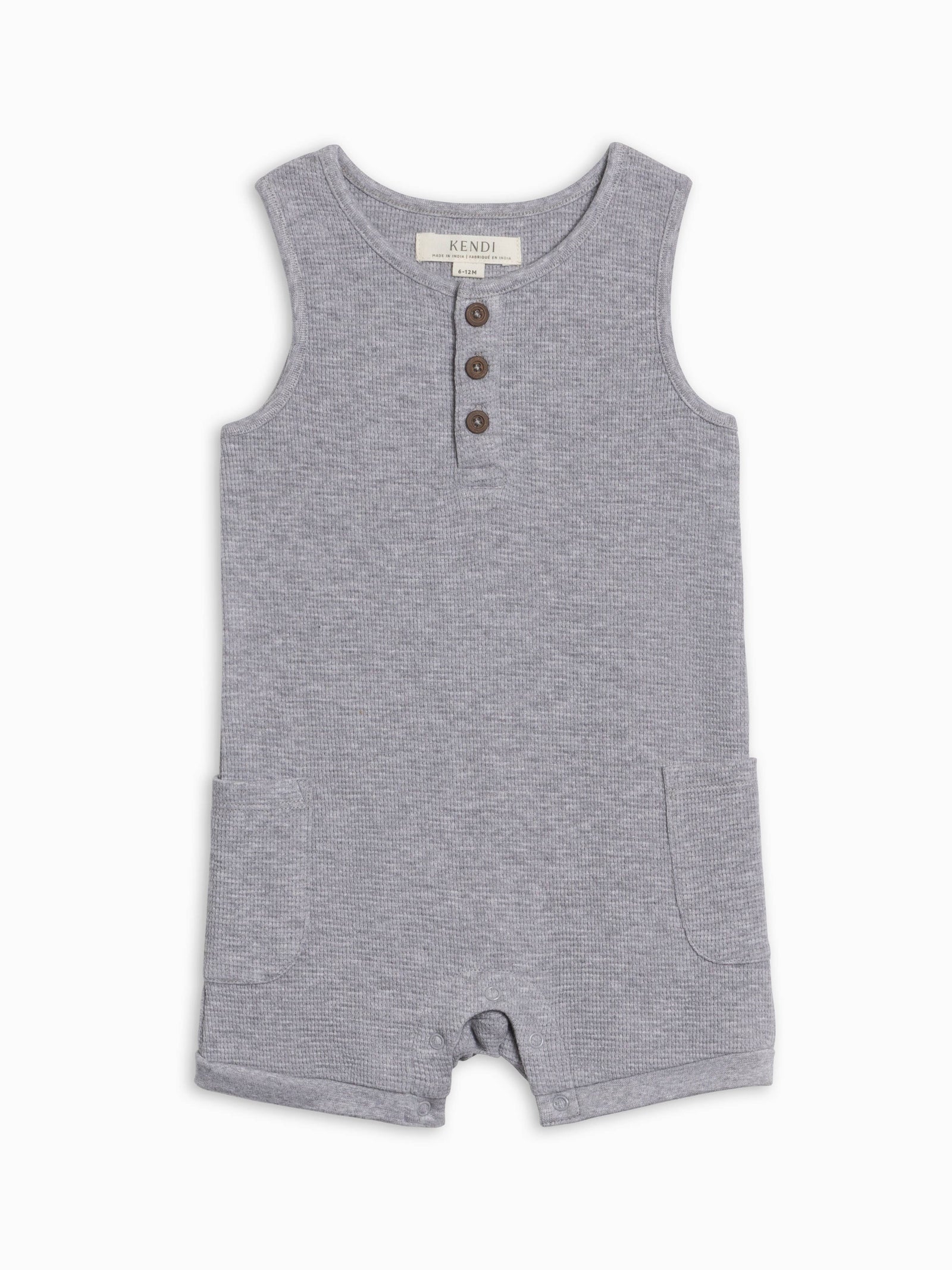 Colored Organics Percy Waffle Short Romper | Ashen