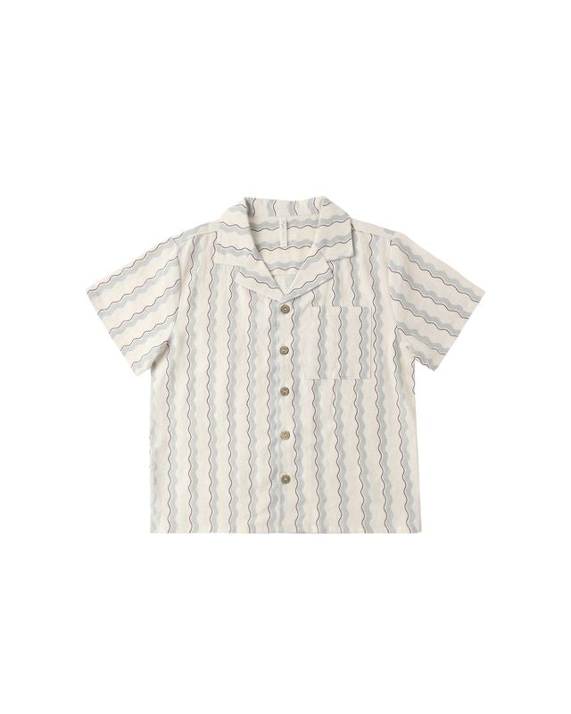 Rylee + Cru Lapel Collar Shirt | Wave Stripe