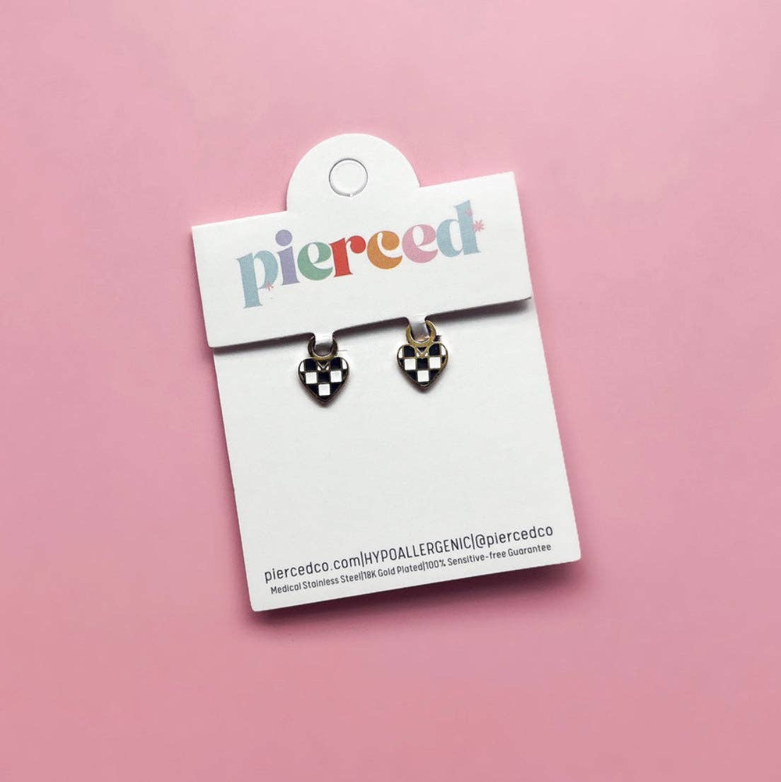 Pierced Co Checkered Heart Charms