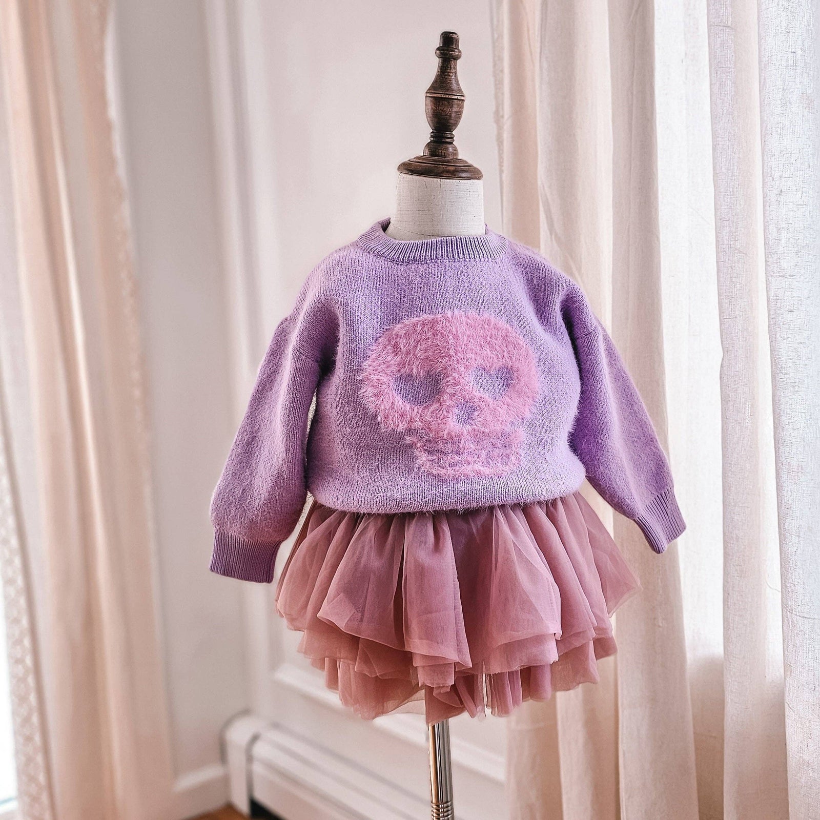Fancy Shmancy Fuzzy Skull Sweater