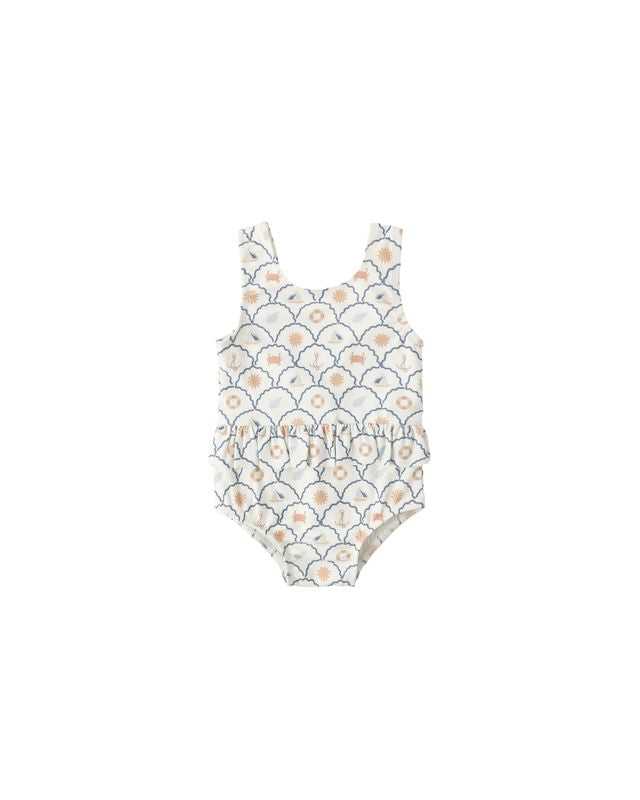 Rylee + Cru Skirted One Piece Swimsuit | Nautical