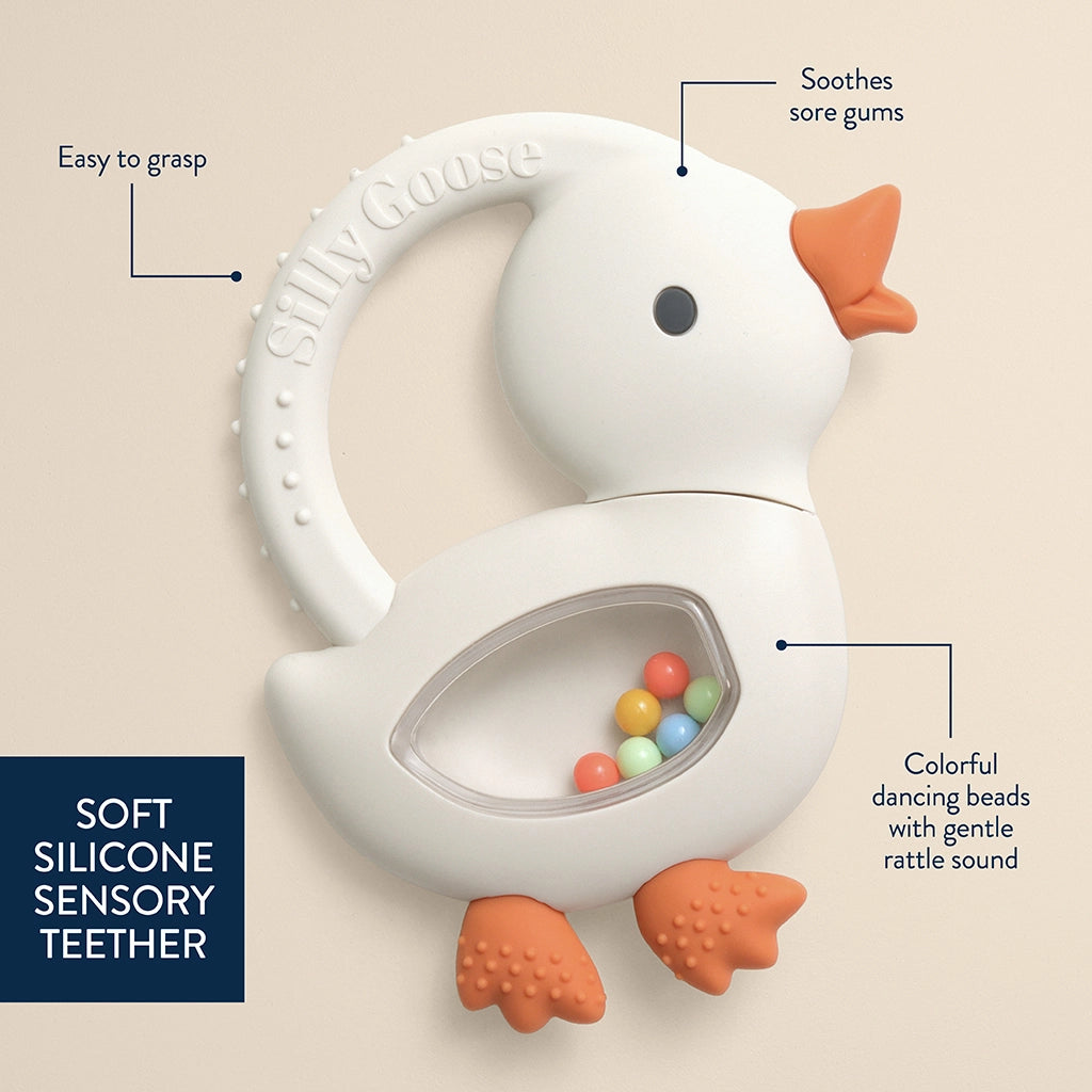 Itzy Ritzy  Bitzy Shake Silicone Teether with Rattle | Goose