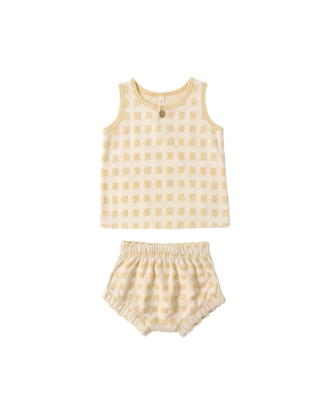 Rylee + Cru Baby Tank Set | Butterscotch Grid