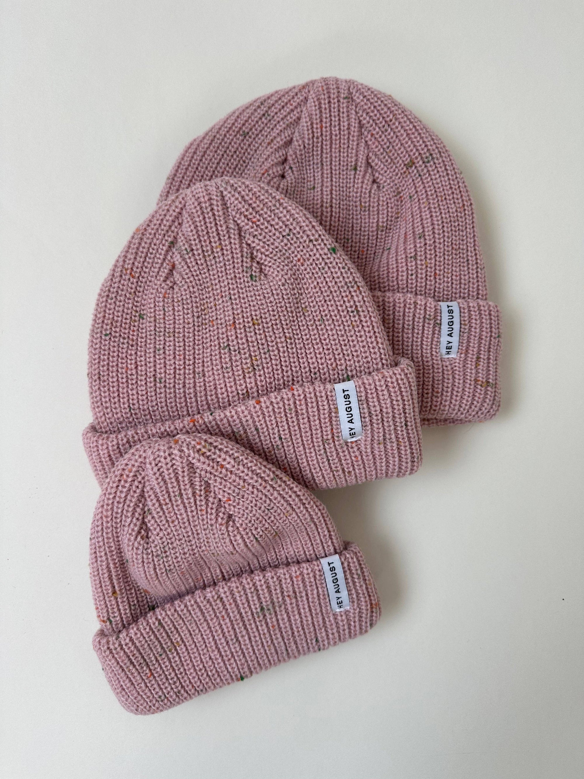 Thick Knit Beanie | Pink Speck
