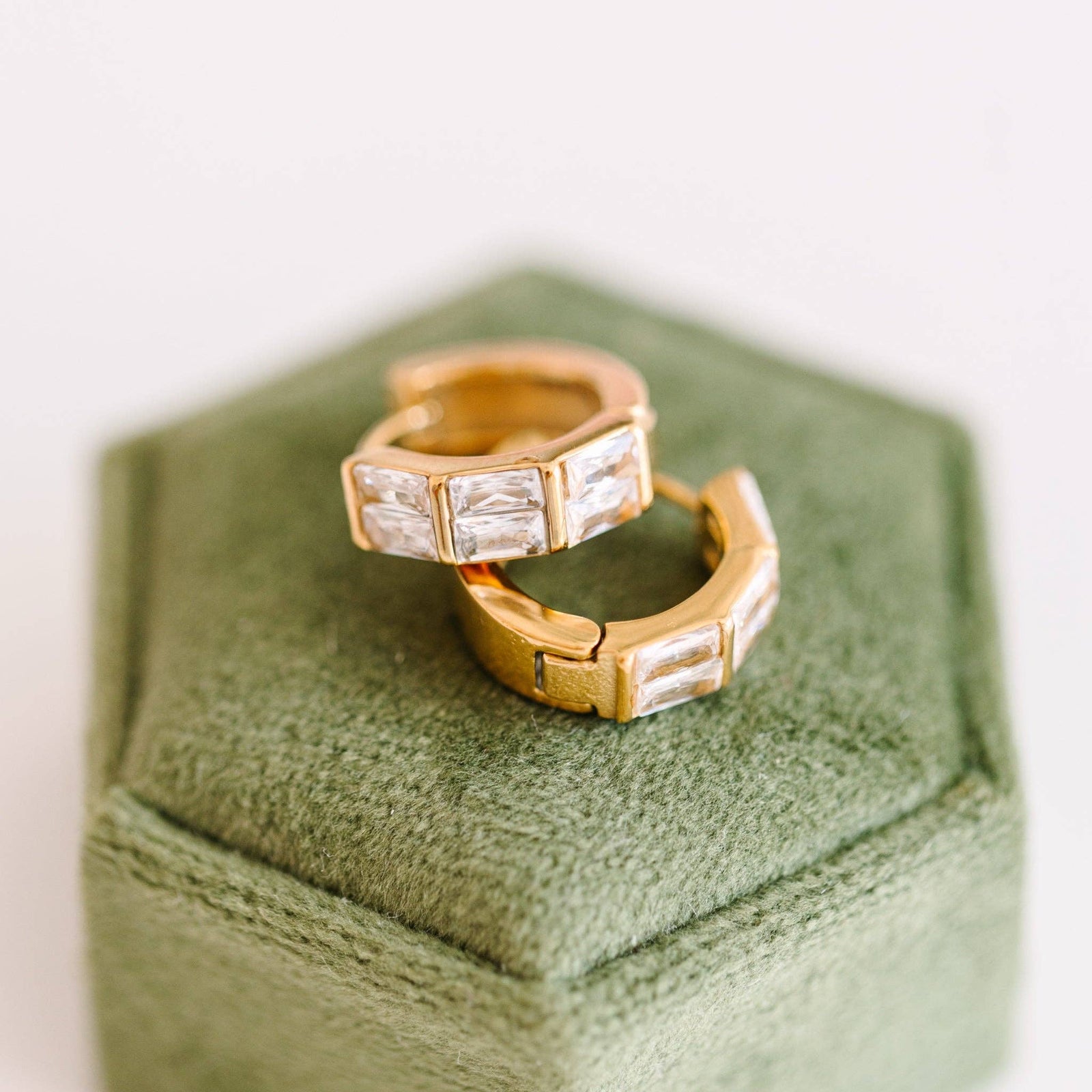 Pierced Co Triple Baguette Huggies