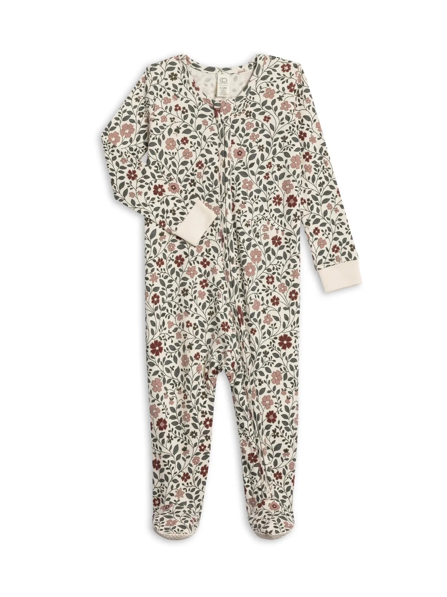 Colored Organics Peyton Zipper Sleeper | Daphne Floral Cranberry + Agave