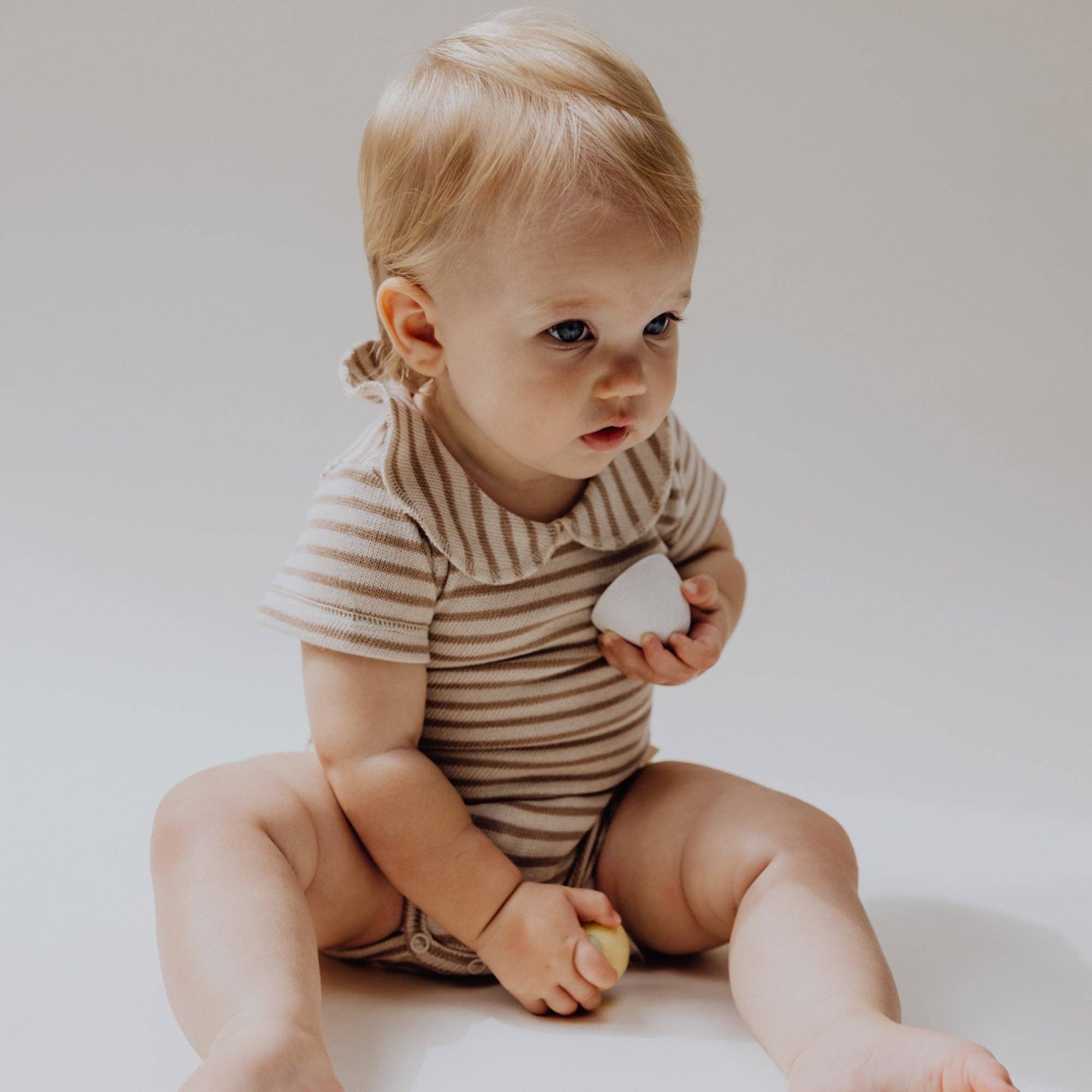 Finch & Fable Collar Onesie | Bronze Stripe