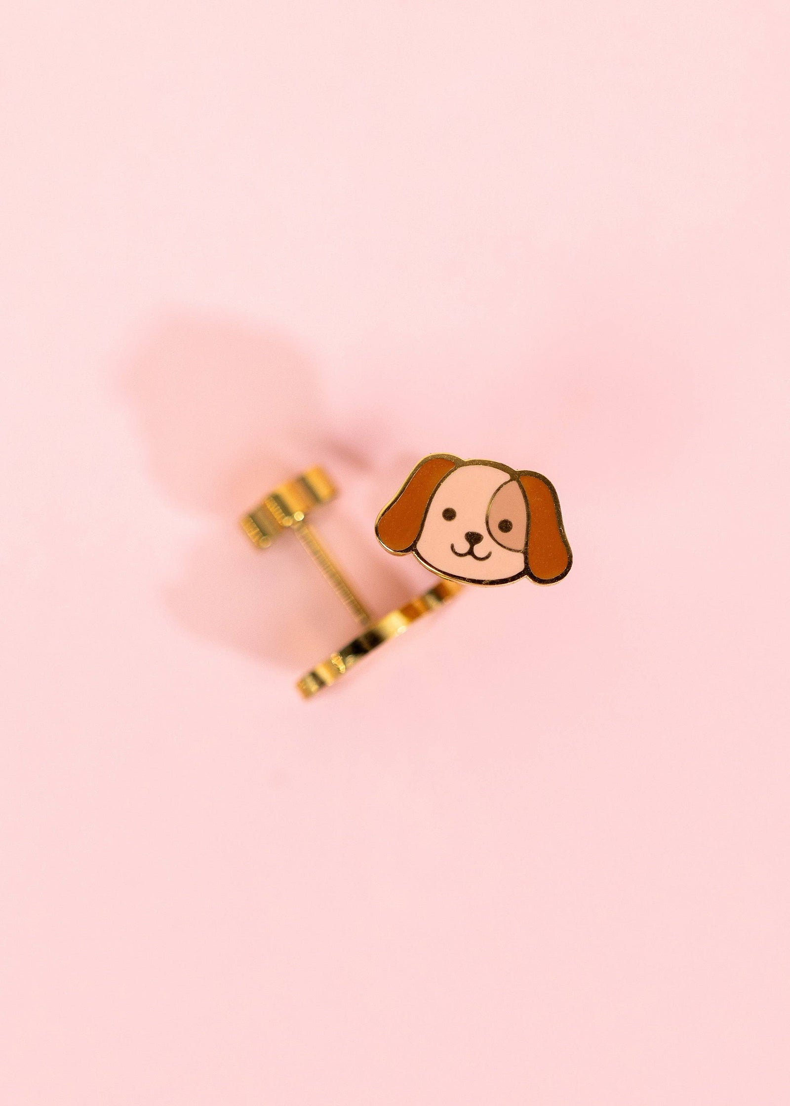 Pierced Co  Brown Dog Screwback Earrings