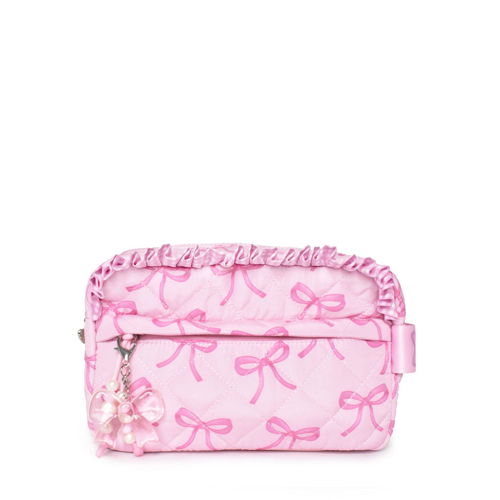 OMG Accessories Quilted Bow Printed Pouch with Charm