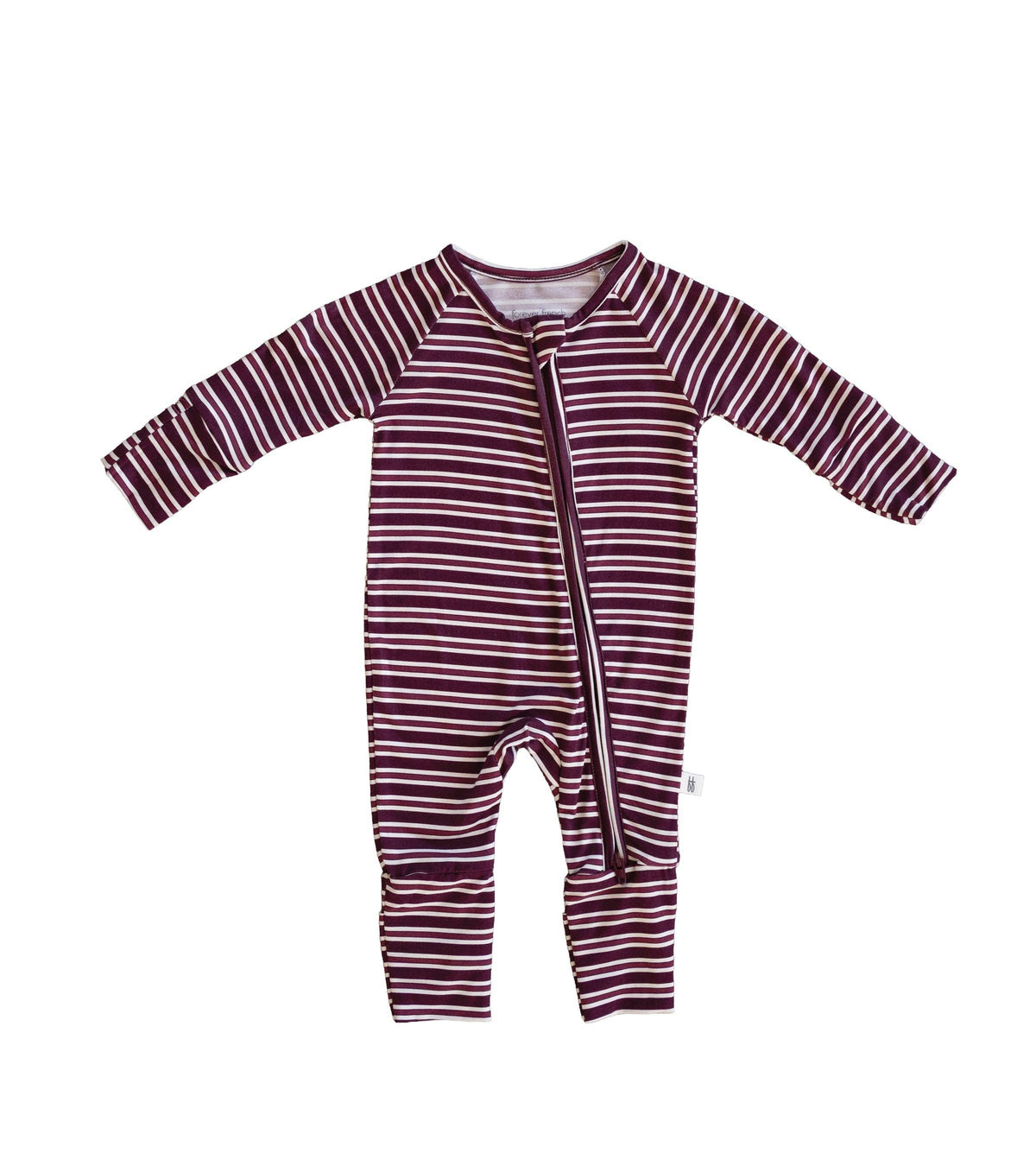 Forever French Baby  Bamboo Zip Pajamas | Maroon Stripe