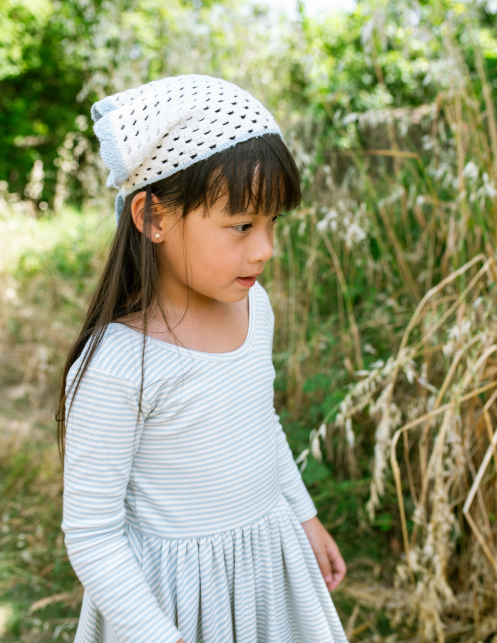 Good Apples Kids Twirl Dress | Horizontal Blue Stripes