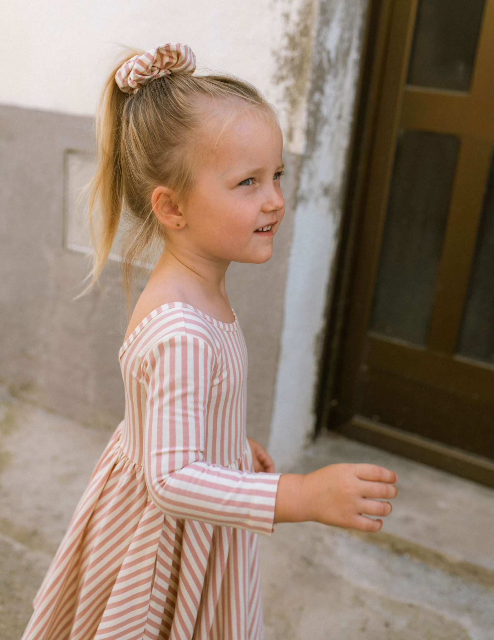 Good Apples Kids Twirl Dress | Thin Pink Stripes