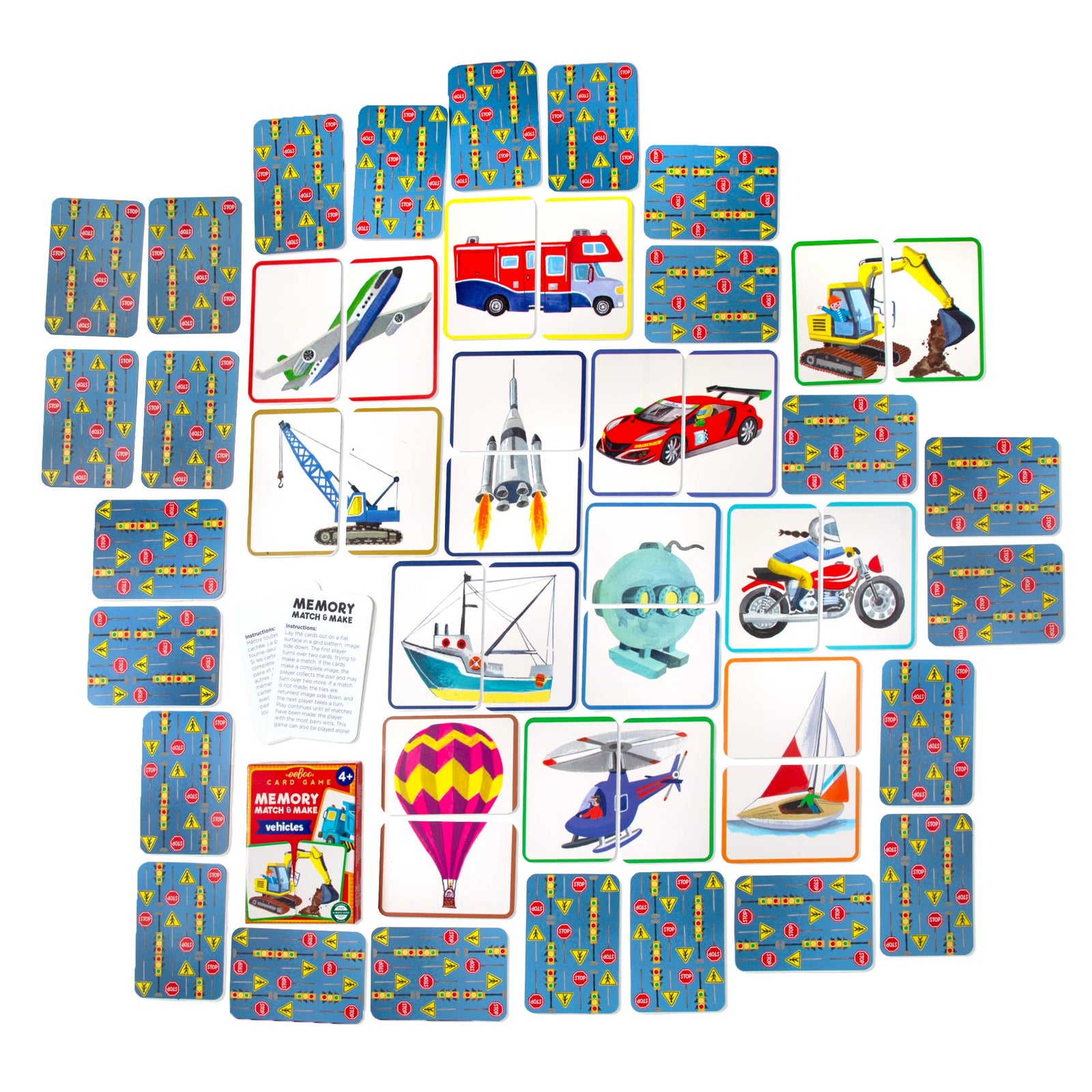 eeBooVehicles Memory Match & Make Card Game