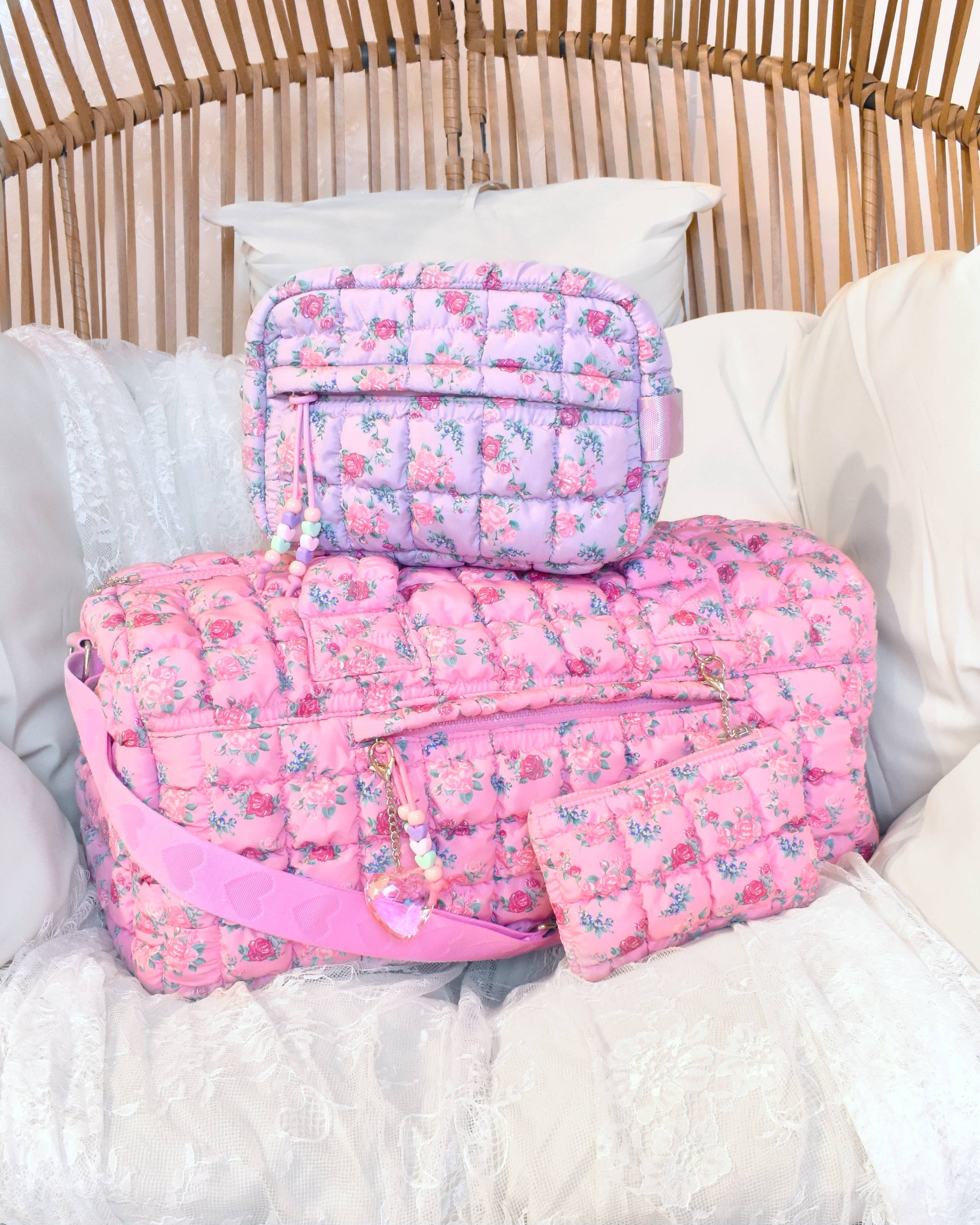OMG Accessories - Floral Printed Large Duffle Bag