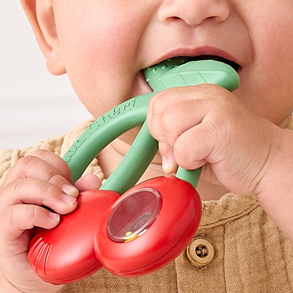 Itzy Ritzy  Bitzy Shake Silicone Teether with Rattle | Cherry