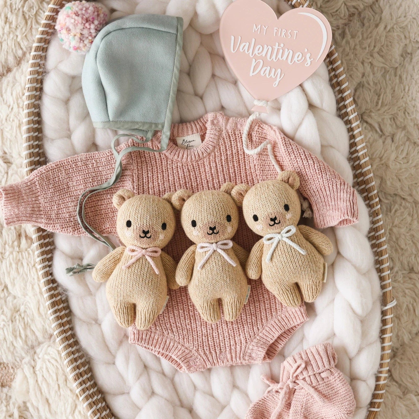 cuddle+kind Baby Honey Bear | Blush  Bow