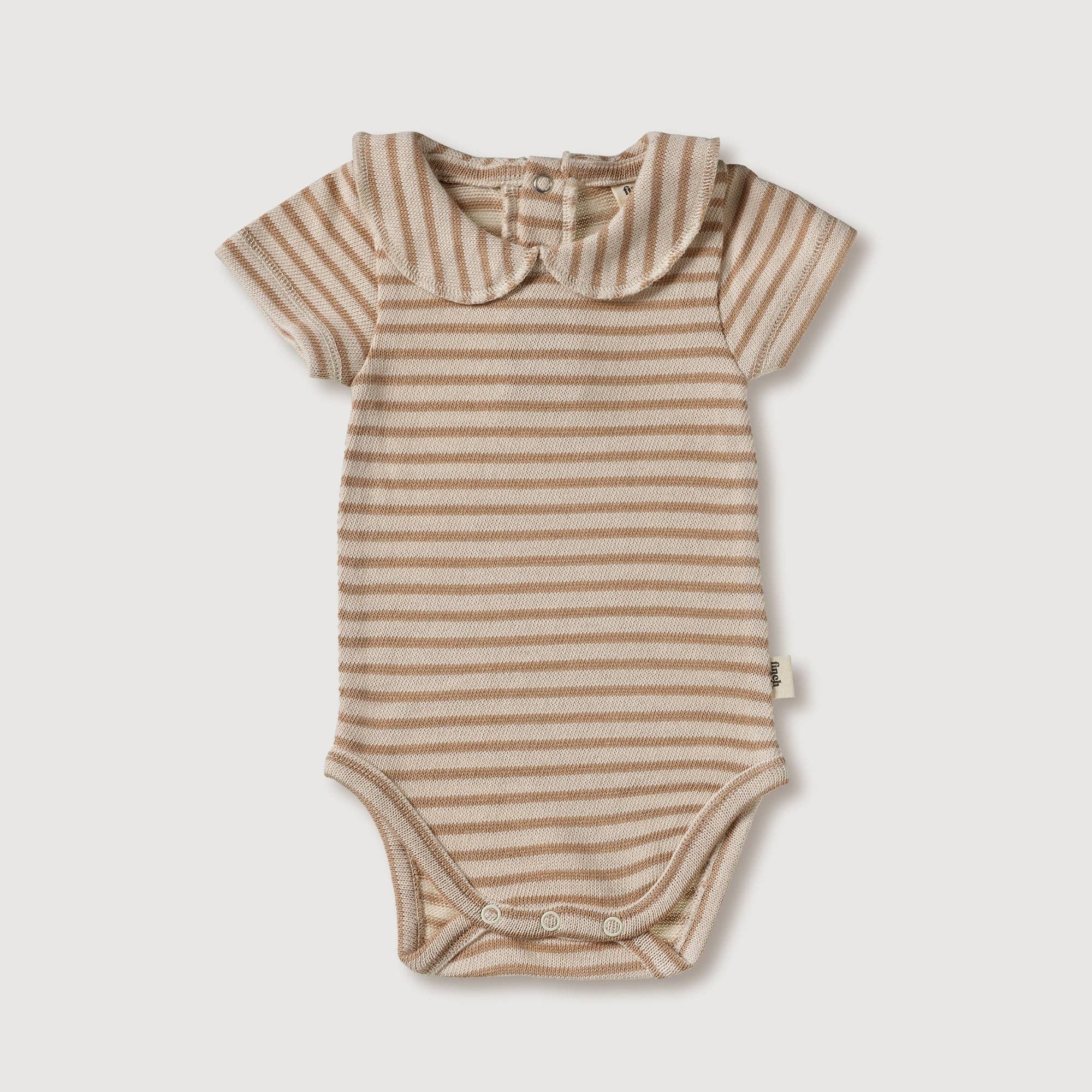 Finch & Fable Collar Onesie | Bronze Stripe