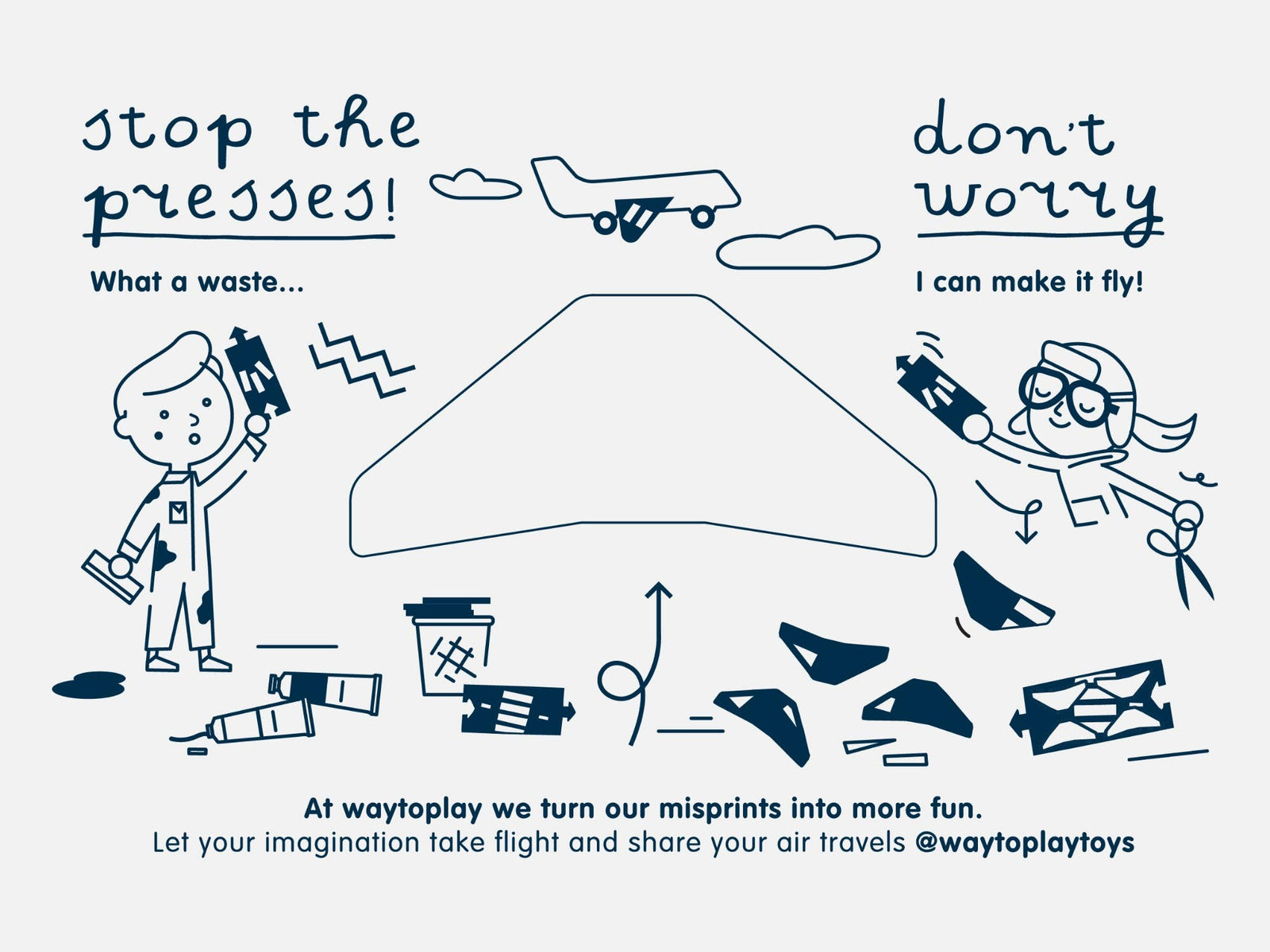 Waytoplay Toys Runway | Airport Set with Wooden Aeroplane