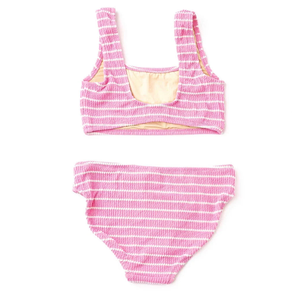 Shade Critters Pink Crinkle Stripe Two Piece Bathing Suit