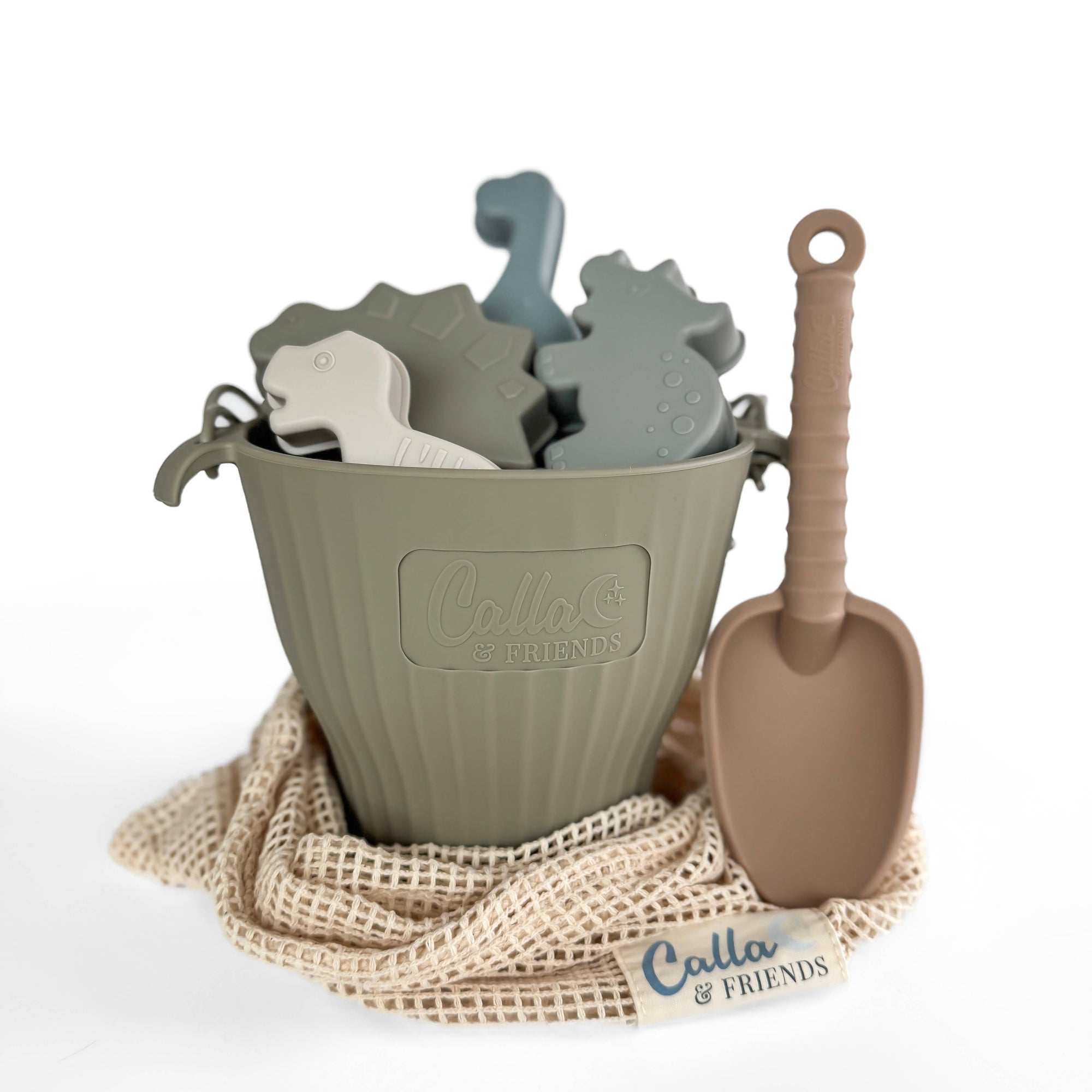 Dinosaur Silicone Beach Toy Set | Green Bucket