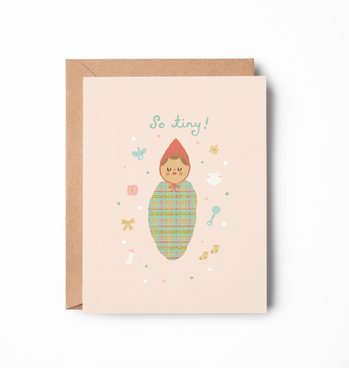 'So Tiny' Swaddled Baby Card | Baby Shower Card