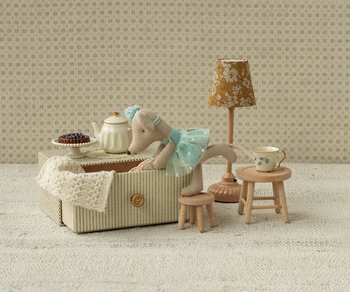 Maileg Little Sister Dance Mouse with Daybed