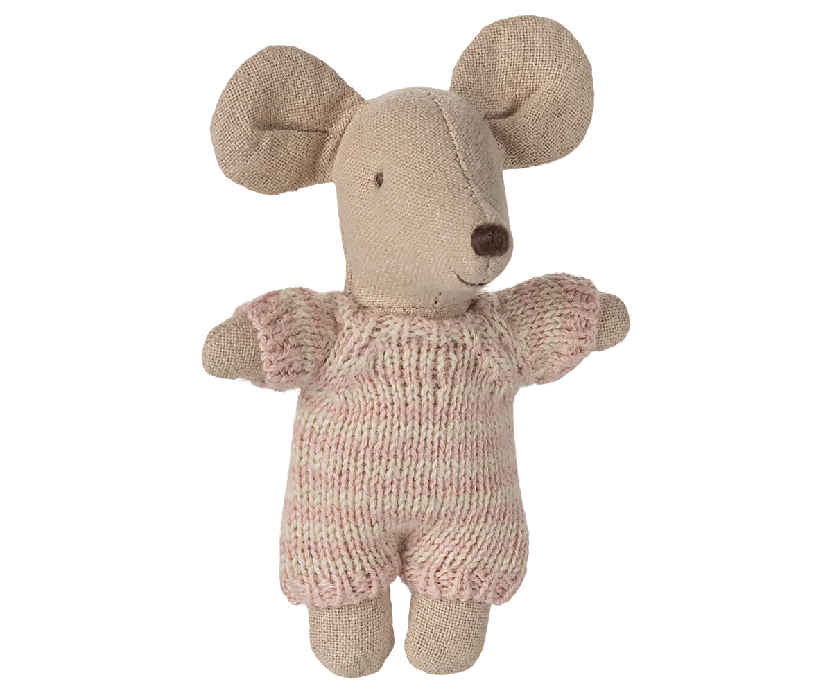 Maileg Baby Mouse in Carry Cot | Rose