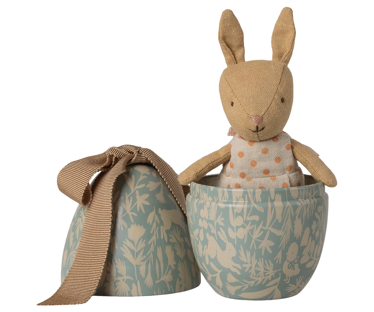 Maileg Easter Egg with Micro Rabbit | Dusty Blue