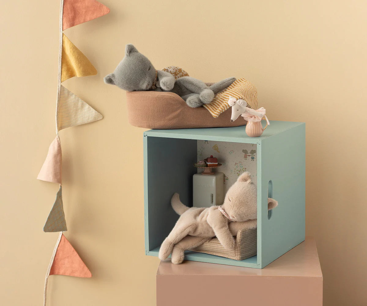 Maileg Small Sleeping Kitten Plush | Grey