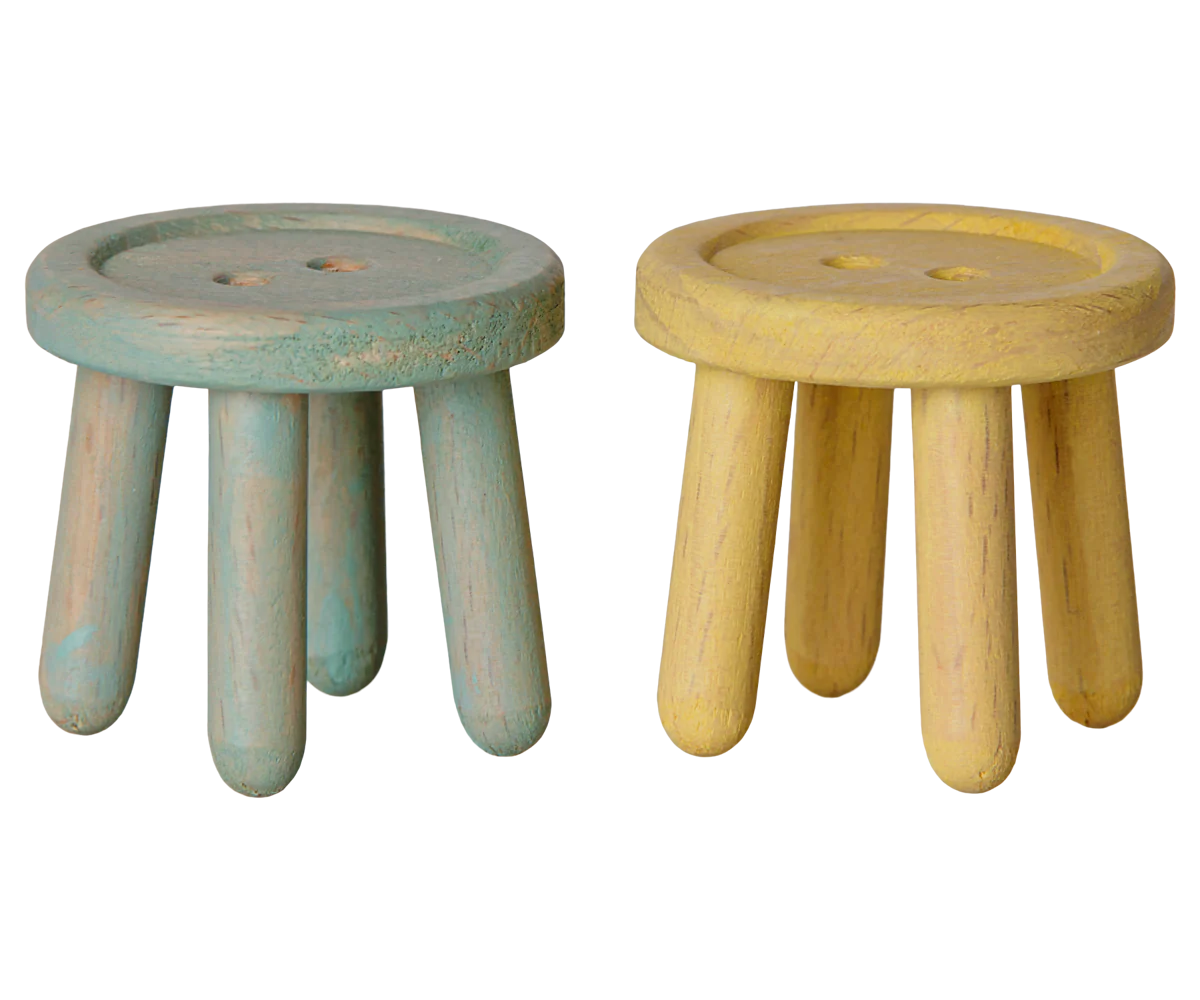 Maileg Mouse Stool Set | Light Yellow + Mint