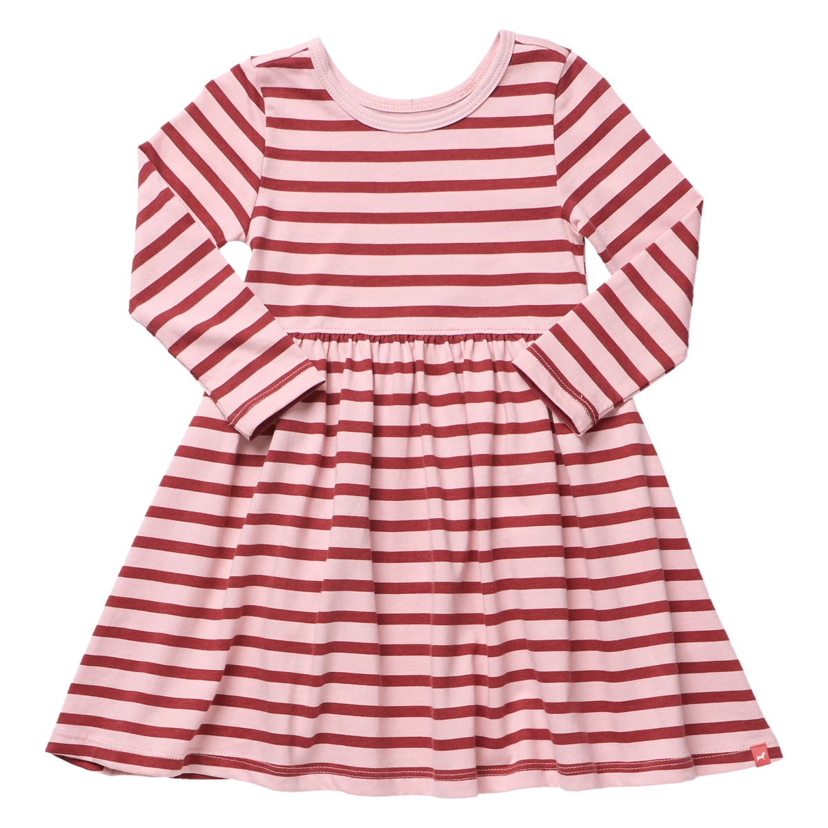 Coop Kids Long Sleeve Sunny Dress | Pink Burgundy Stripe