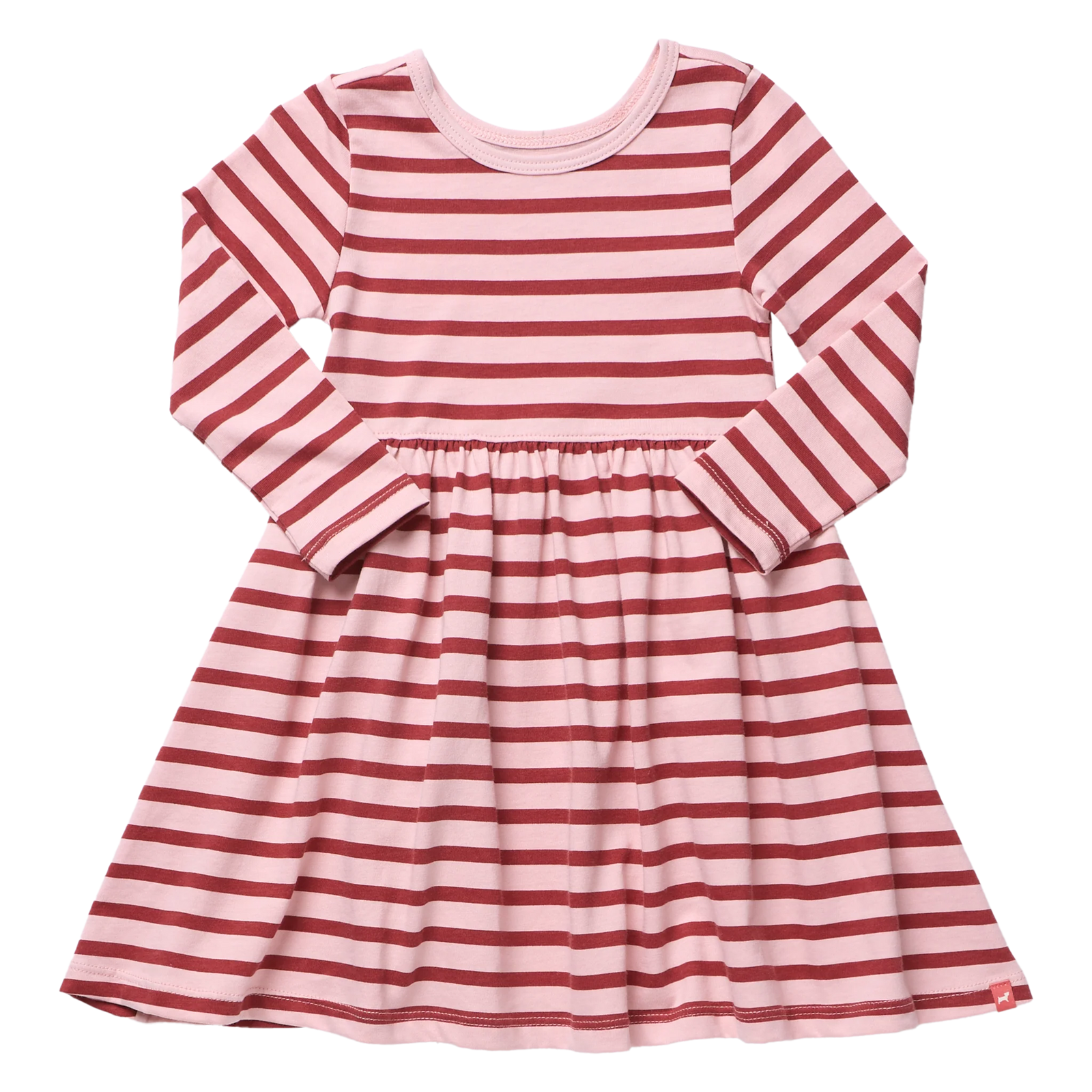 Coop Kids Long Sleeve Sunny Dress | Pink Burgundy Stripe