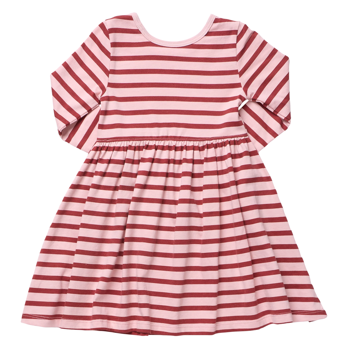 Coop Kids Long Sleeve Sunny Dress | Pink Burgundy Stripe