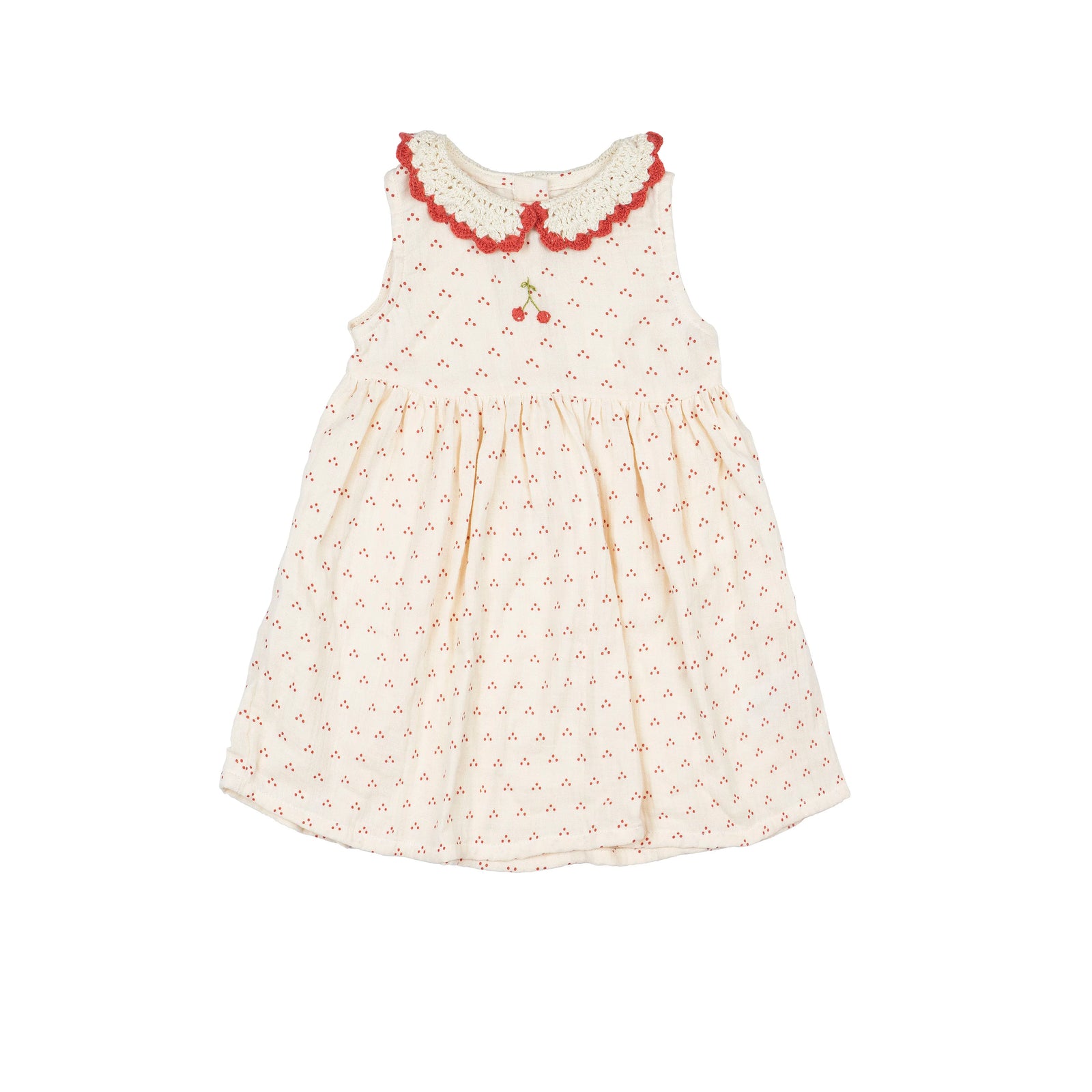 Wild Wawa Crochet Collar Dress | Cherry Red Dot