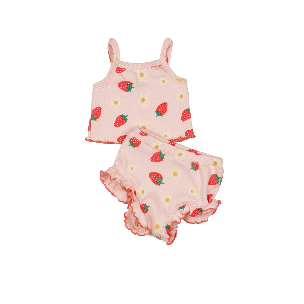 Wild Wawa Rib Bloomer Set | Strawberry Daisy