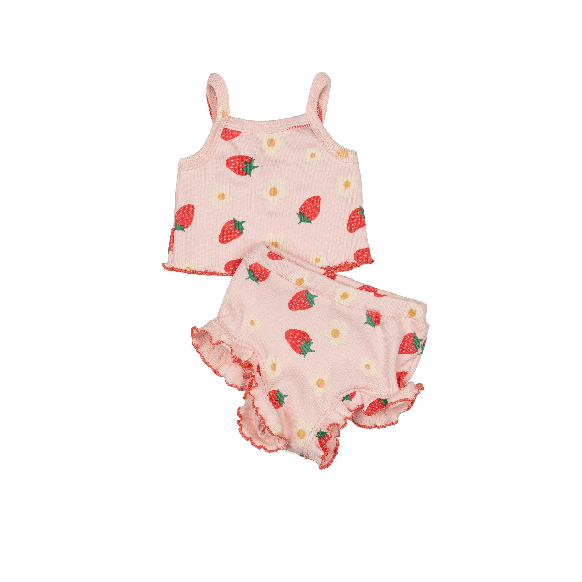 Wild Wawa Rib Bloomer Set | Strawberry Daisy