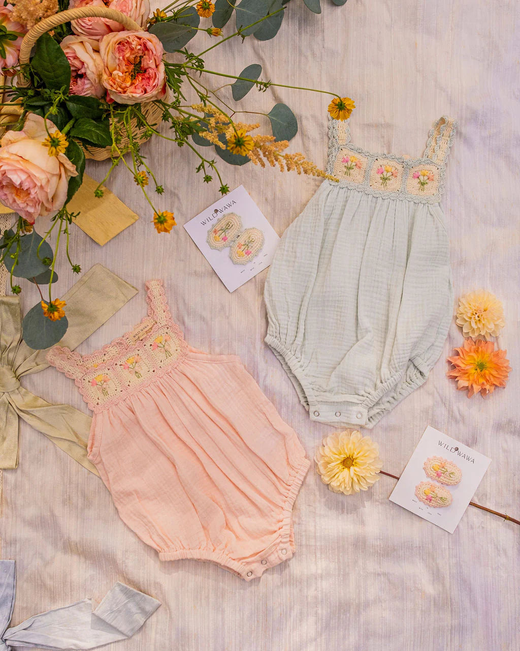 Wild Wawa Crochet Bubble Romper | Blue Bouquet