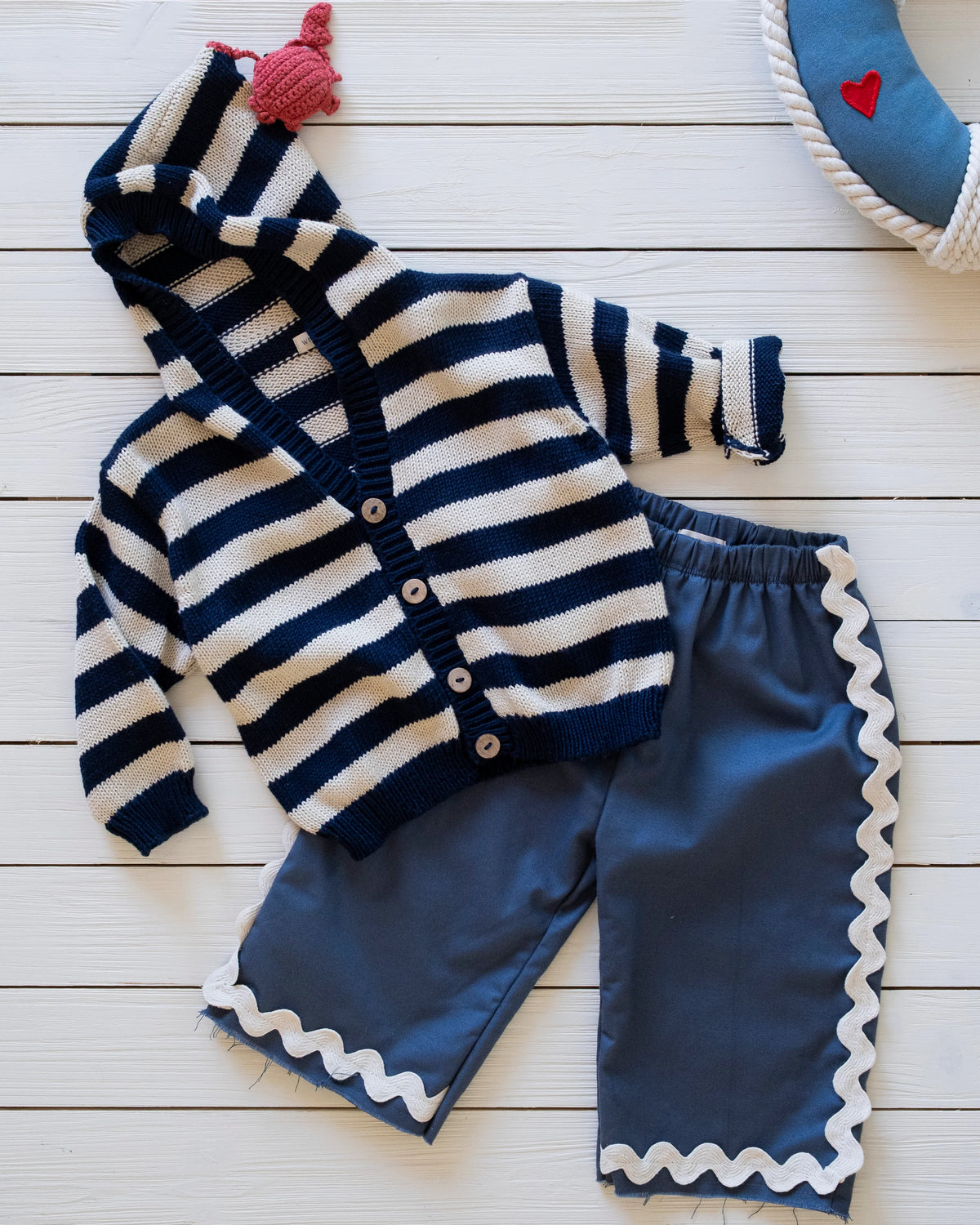 Wild Wawa Little Mariner Hoodie | Navy Stripe