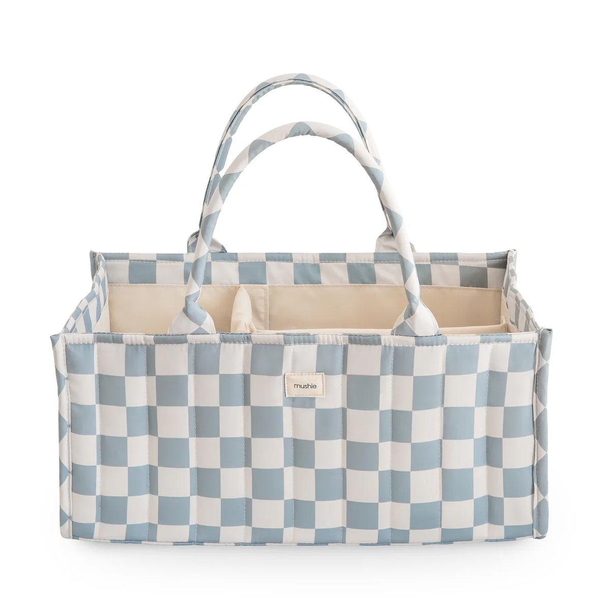 Mushie Diaper Caddy | Blue Check