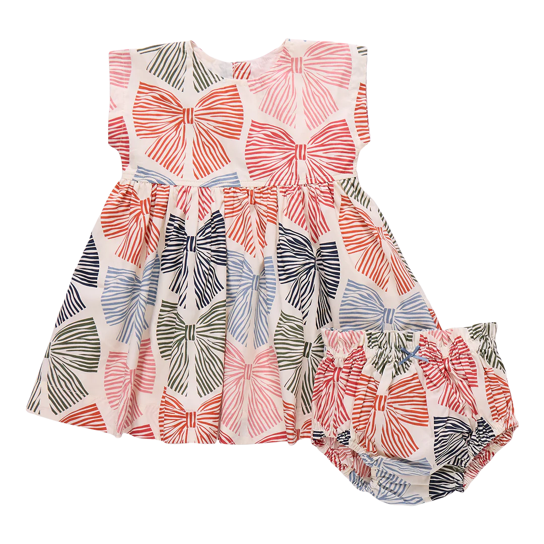 Pink Chicken Baby Girls' Adaline Dress Set | Multi-Stripe Bows